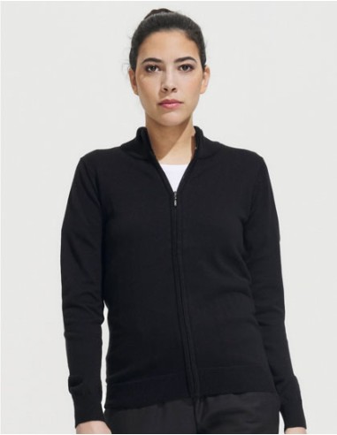 SOL-00550-Womens Zipped Knitted Cardigan Gordon